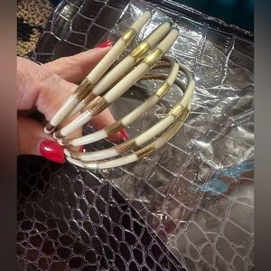 Buddha Girl Veda Bangle Set – Ivory & Gold – Brand New